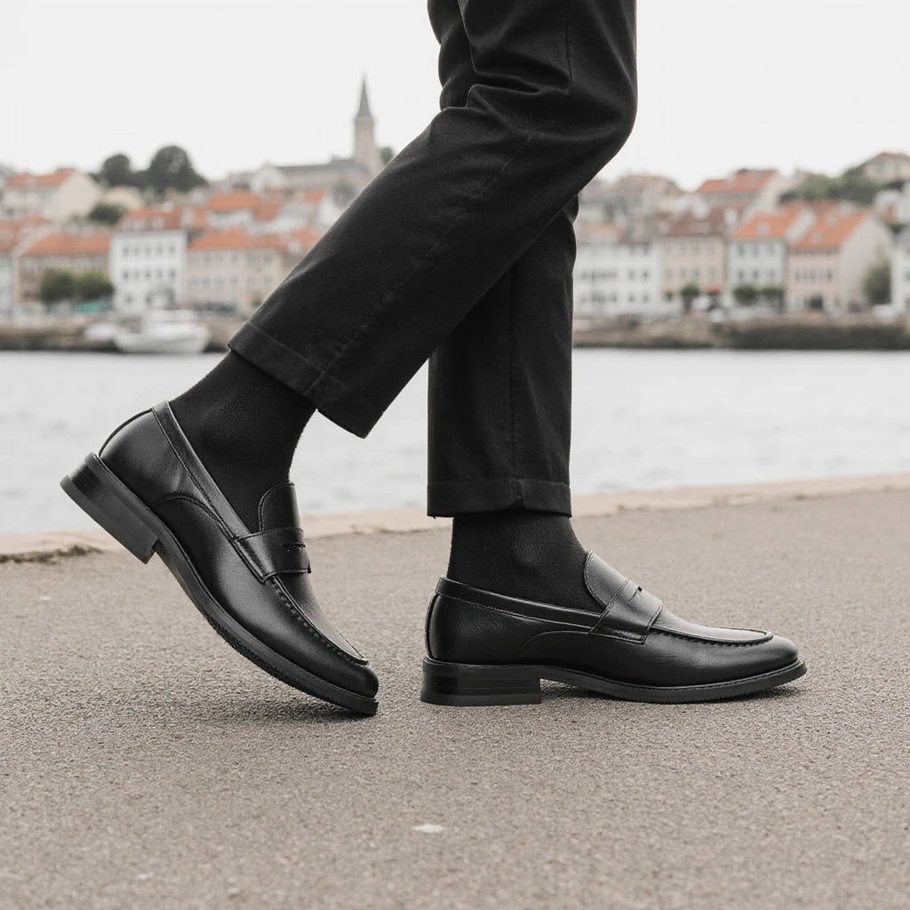 Men'S Shoes Hugo Boss - Men's Black Penny Loafers Classic Business
