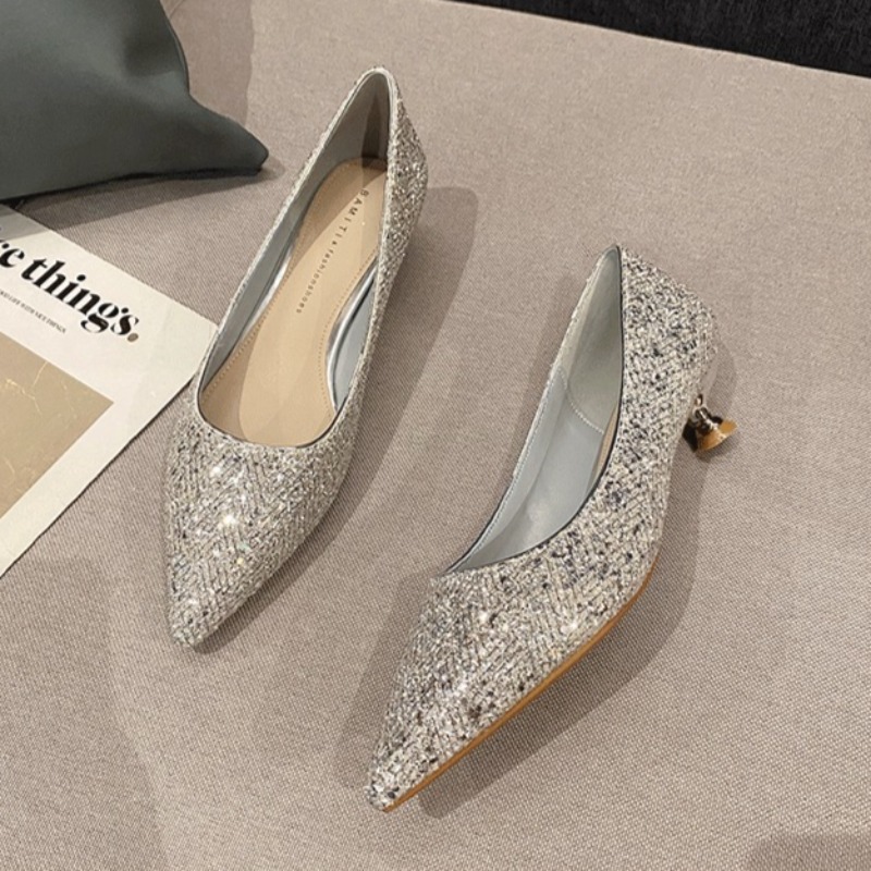 Dress Shoe Pointed - Gold High Heels Women Fashion Design