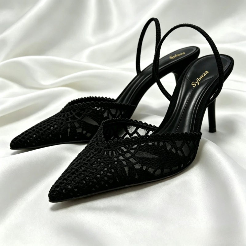 Dress Shoe Pointed - Novely Hollow Woven Design Heels for