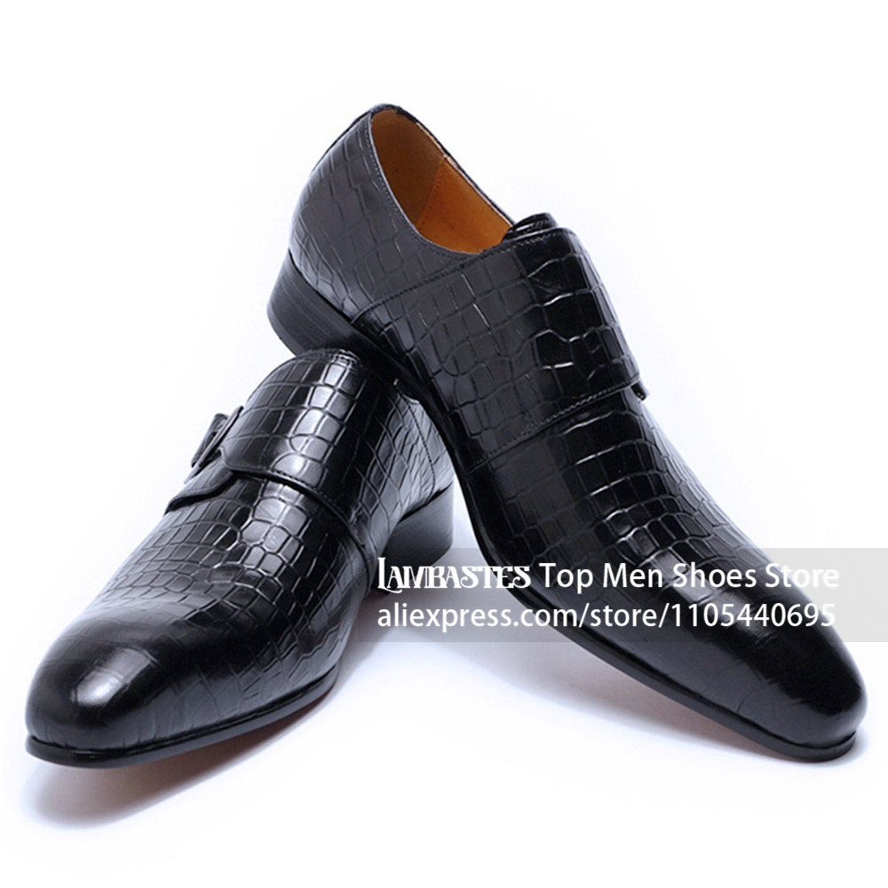 Crocodile Alligator Embossed L - Men'S Shoes Navy Blue ulasan dan harga