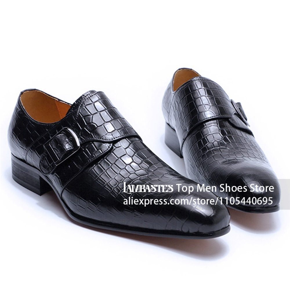 Crocodile Alligator Embossed L - Men'S Shoes Navy Blue ulasan dan harga