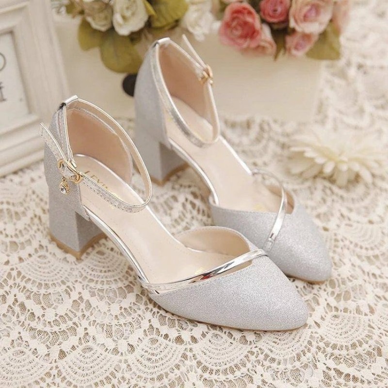 Women's Glitter Chunky Block H - Dress Shoe Pointed ulasan dan harga