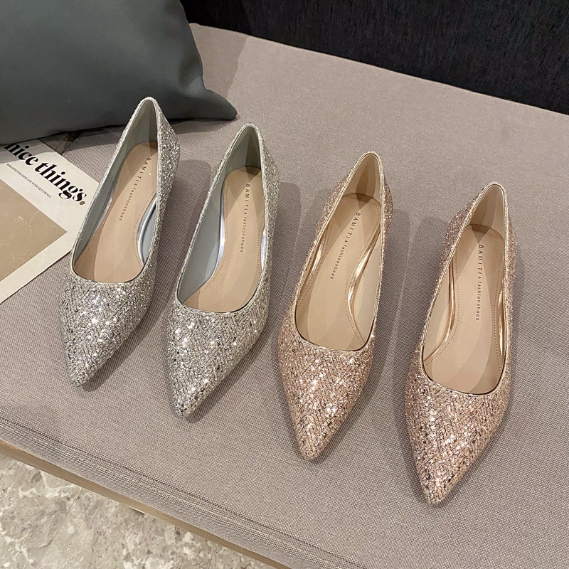 Gold High Heels Women Fashion  - Dress Shoe Pointed ulasan dan harga