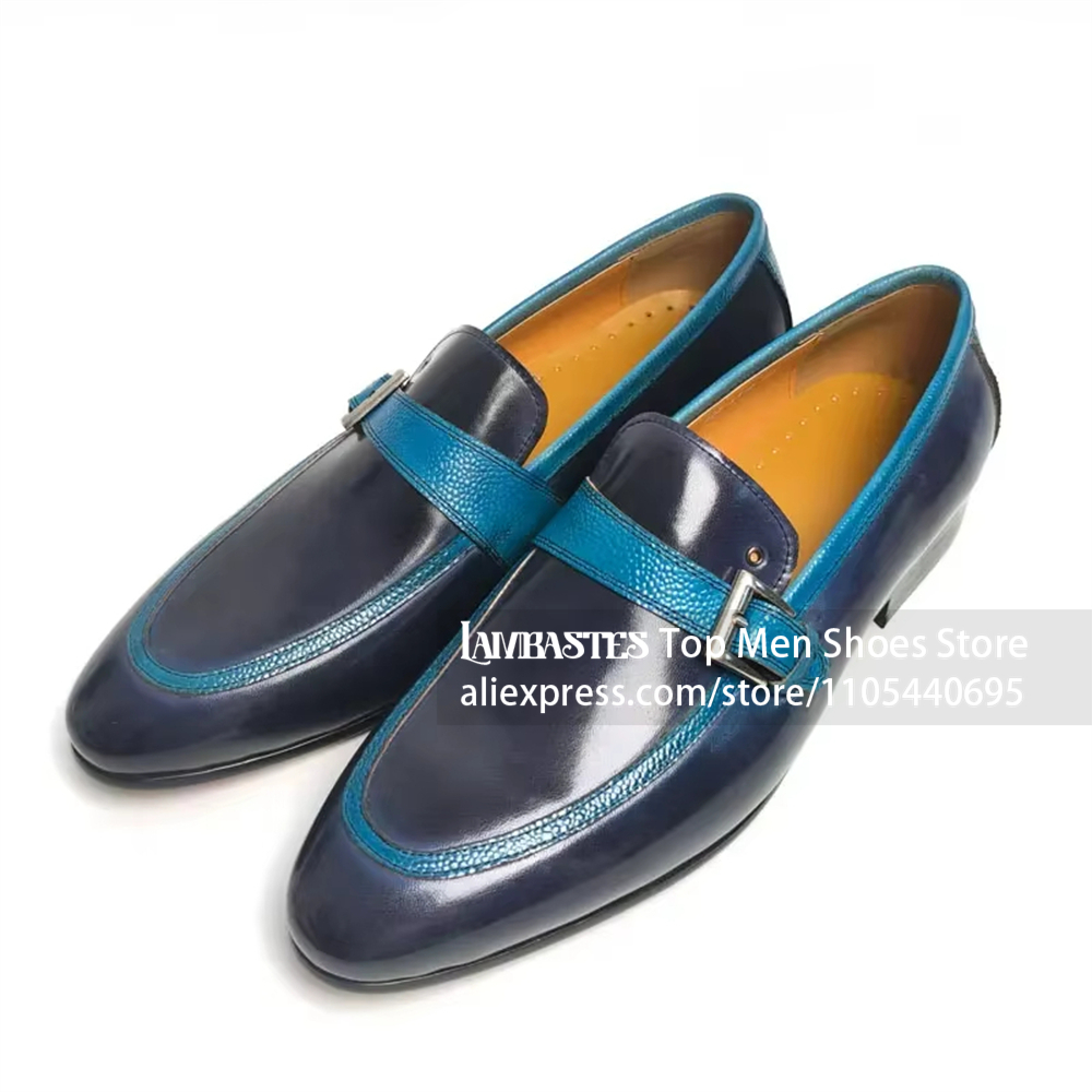 Navy Blue Contrast Buckle Penn - Men'S Shoes Navy Blue ulasan dan harga