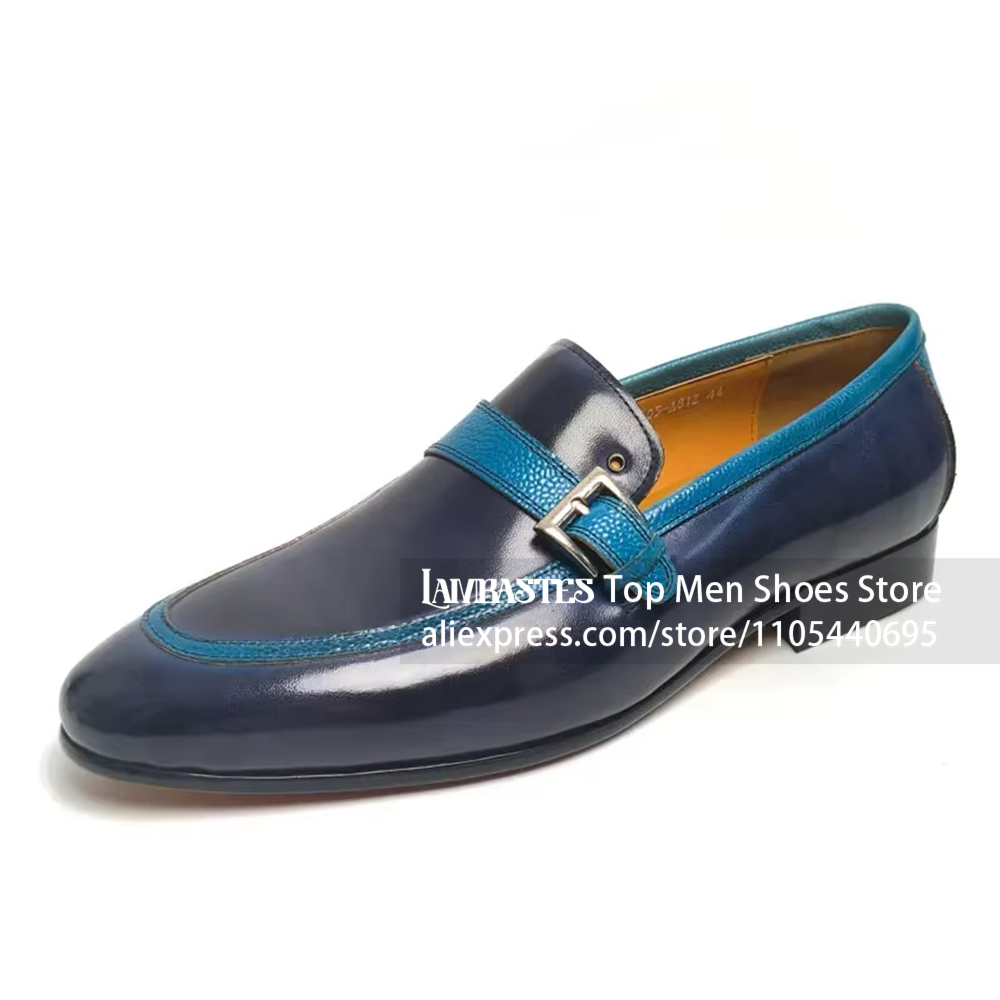Navy Blue Contrast Buckle Penn - Men'S Shoes Navy Blue ulasan dan harga