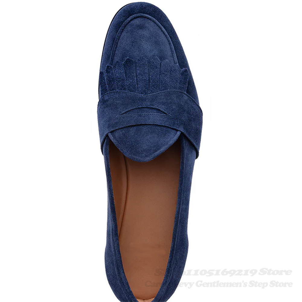 Navy Blue Suede Loafers Men Ro - Men'S Shoes Navy Blue ulasan dan harga