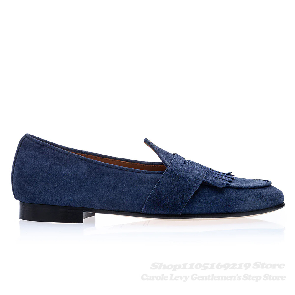 Navy Blue Suede Loafers Men Ro - Men'S Shoes Navy Blue ulasan dan harga